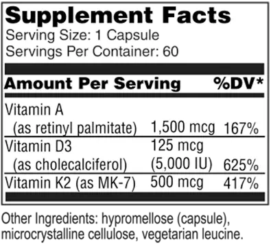 Vitamin A, D3 and K2